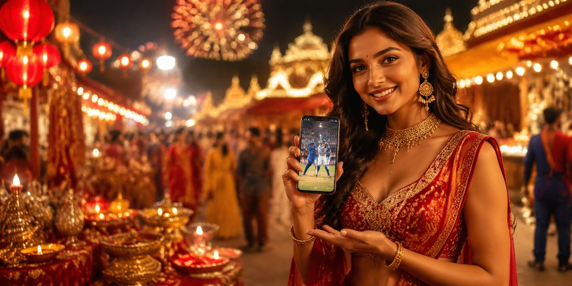 Cricket betting live at festival time with festive lights